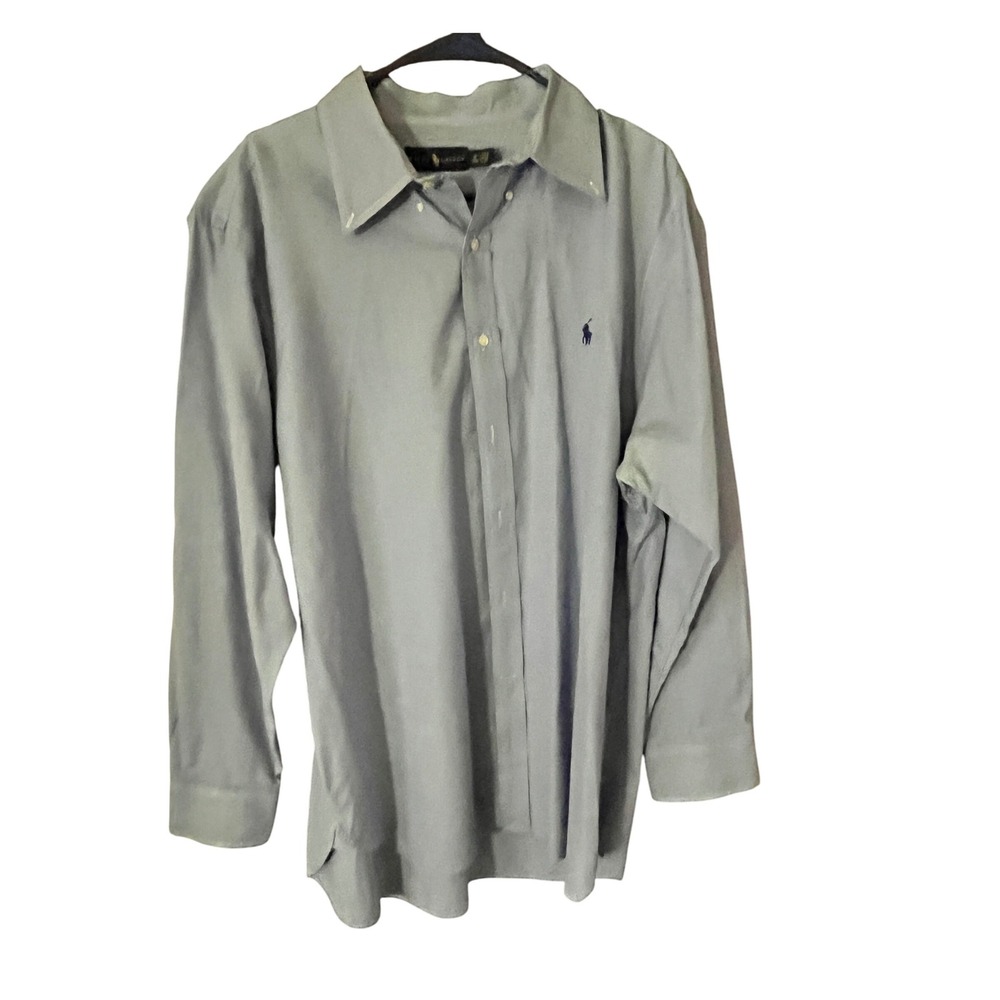 Ralph Lauren Men's 18 34/35 Light Blue Button Down Shirt Long Sleeve